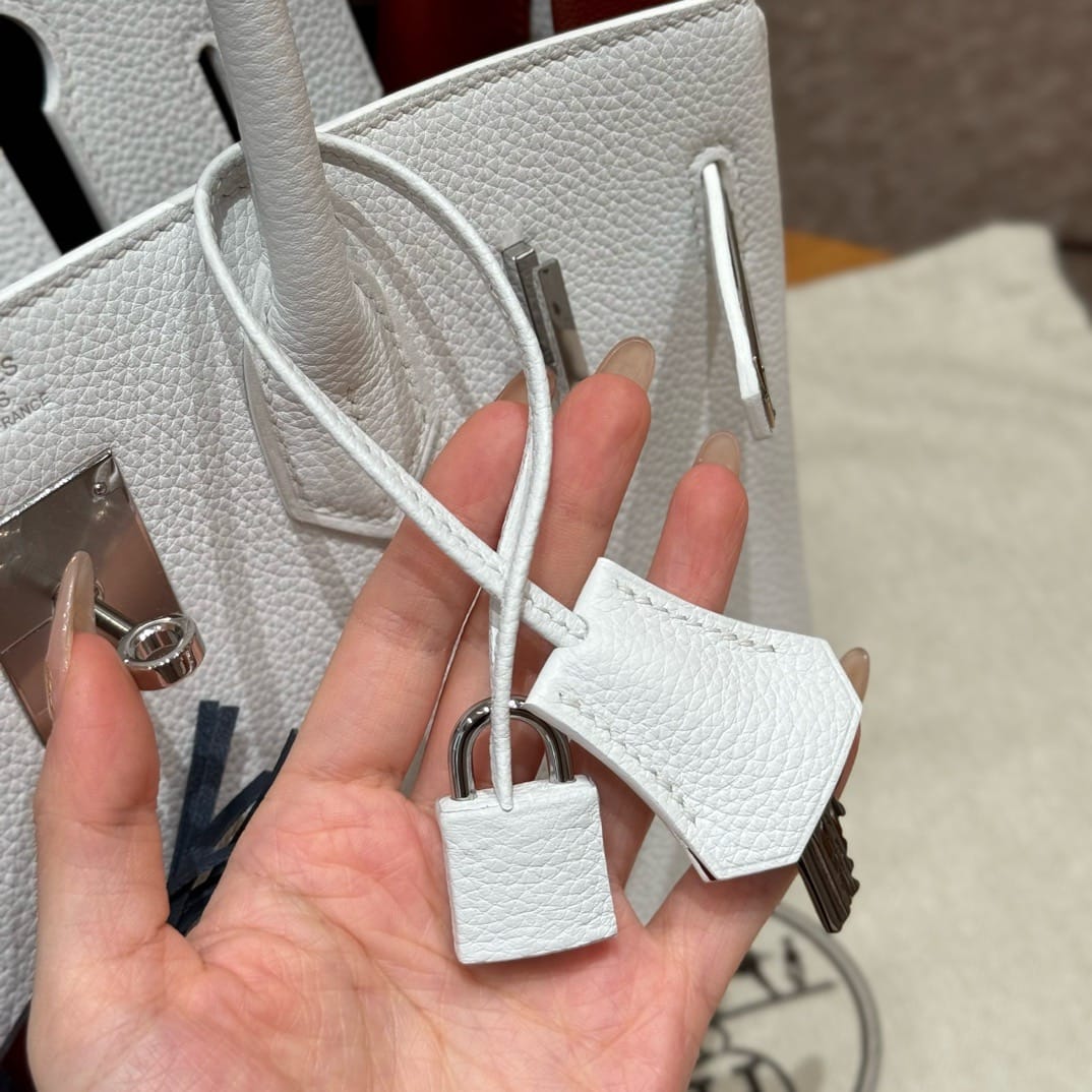 Birkin Hermes Togo 01/Blanc /8V/Orange poppy silver