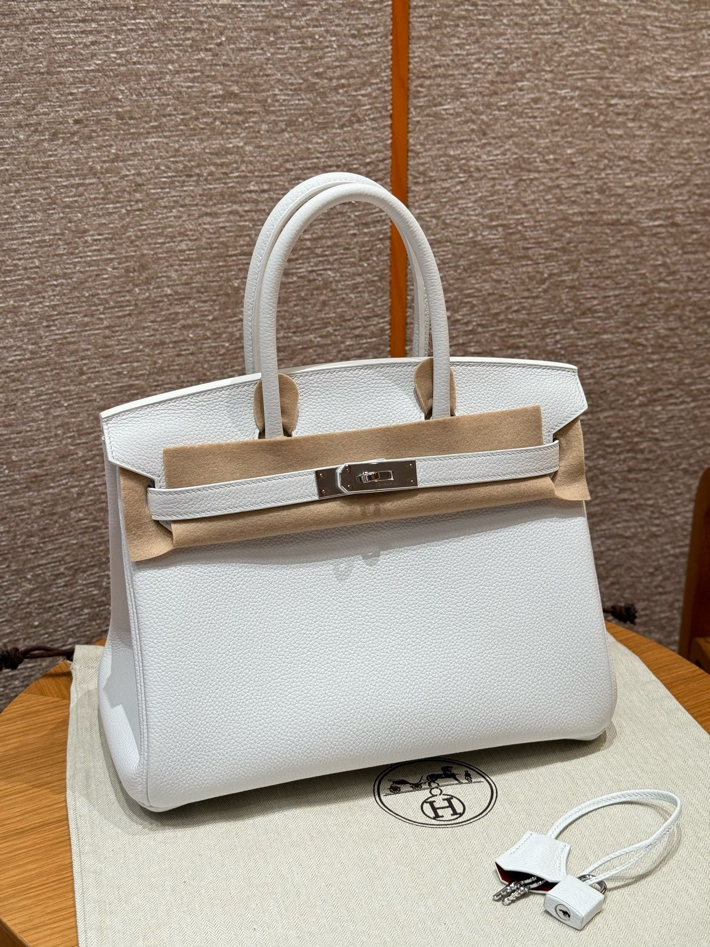 Birkin Hermes Togo 01/Blanc /8V/Orange poppy silver