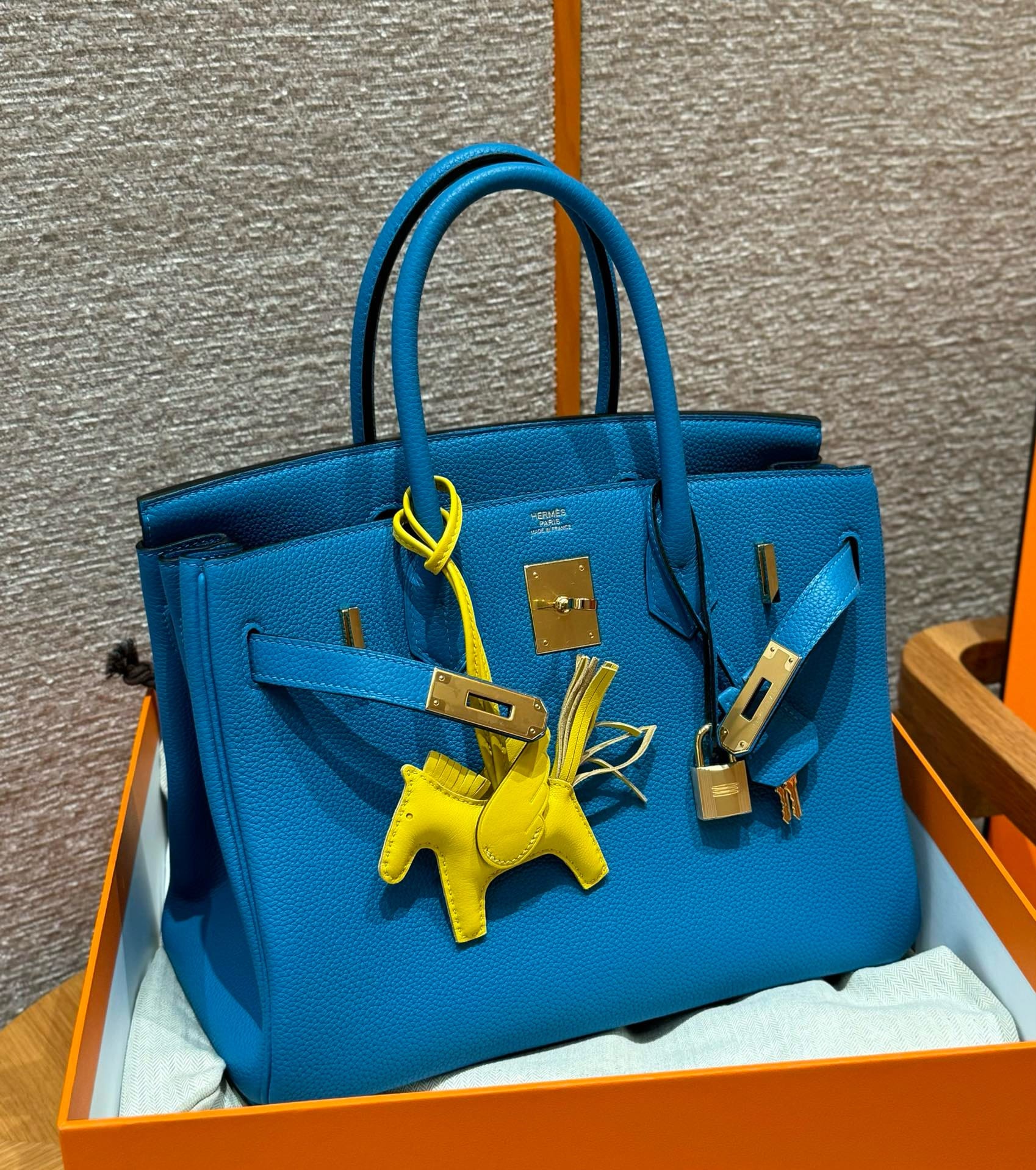 Birkin Hermes Togo 0F/Blue Frida gold