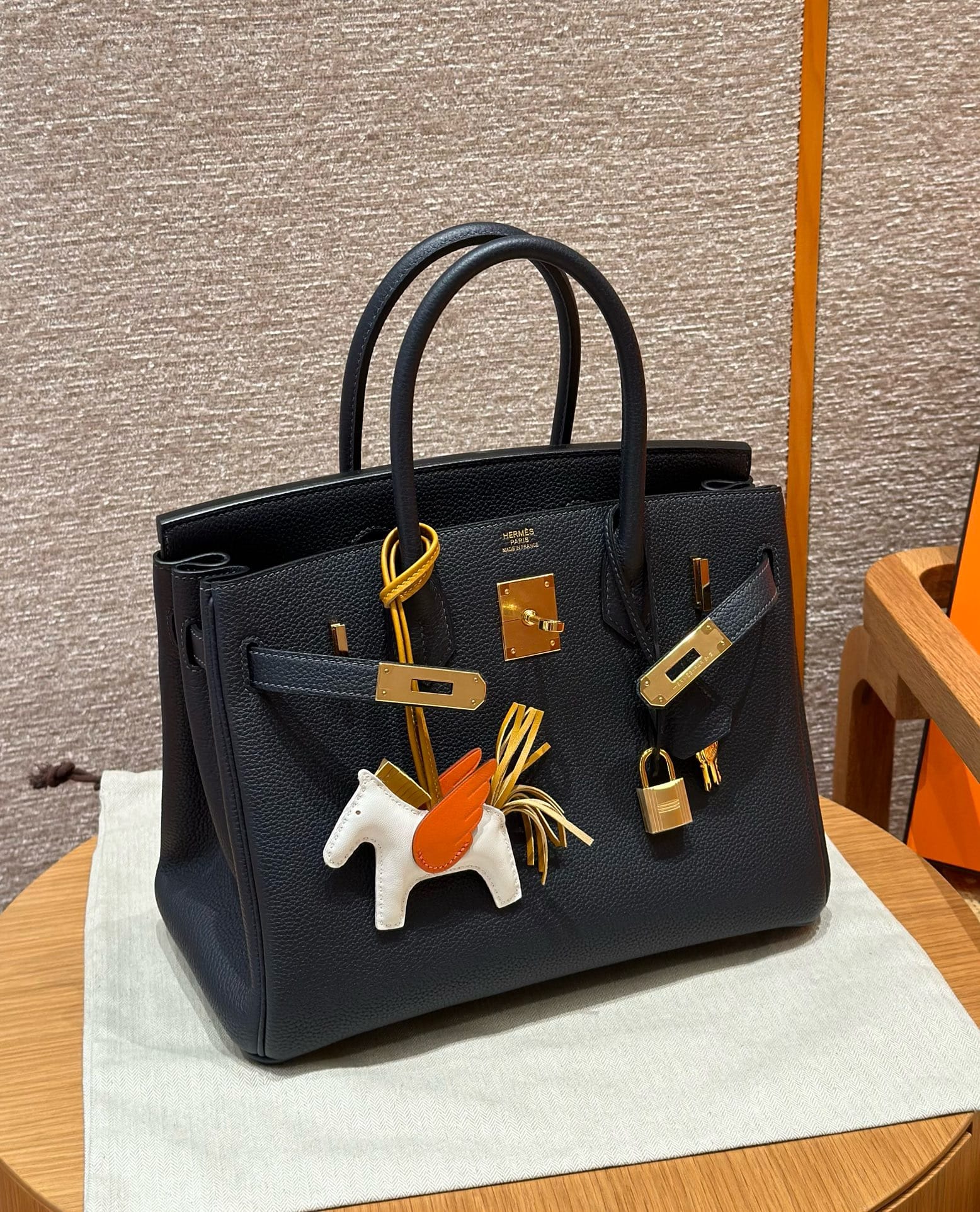 Birkin Hermes Togo 76/Bleu indigo gold
