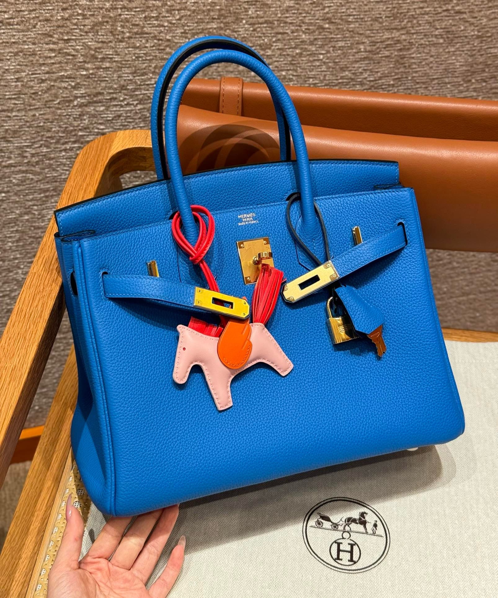 Birkin Hermes Togo T7/Blue Hydra gold