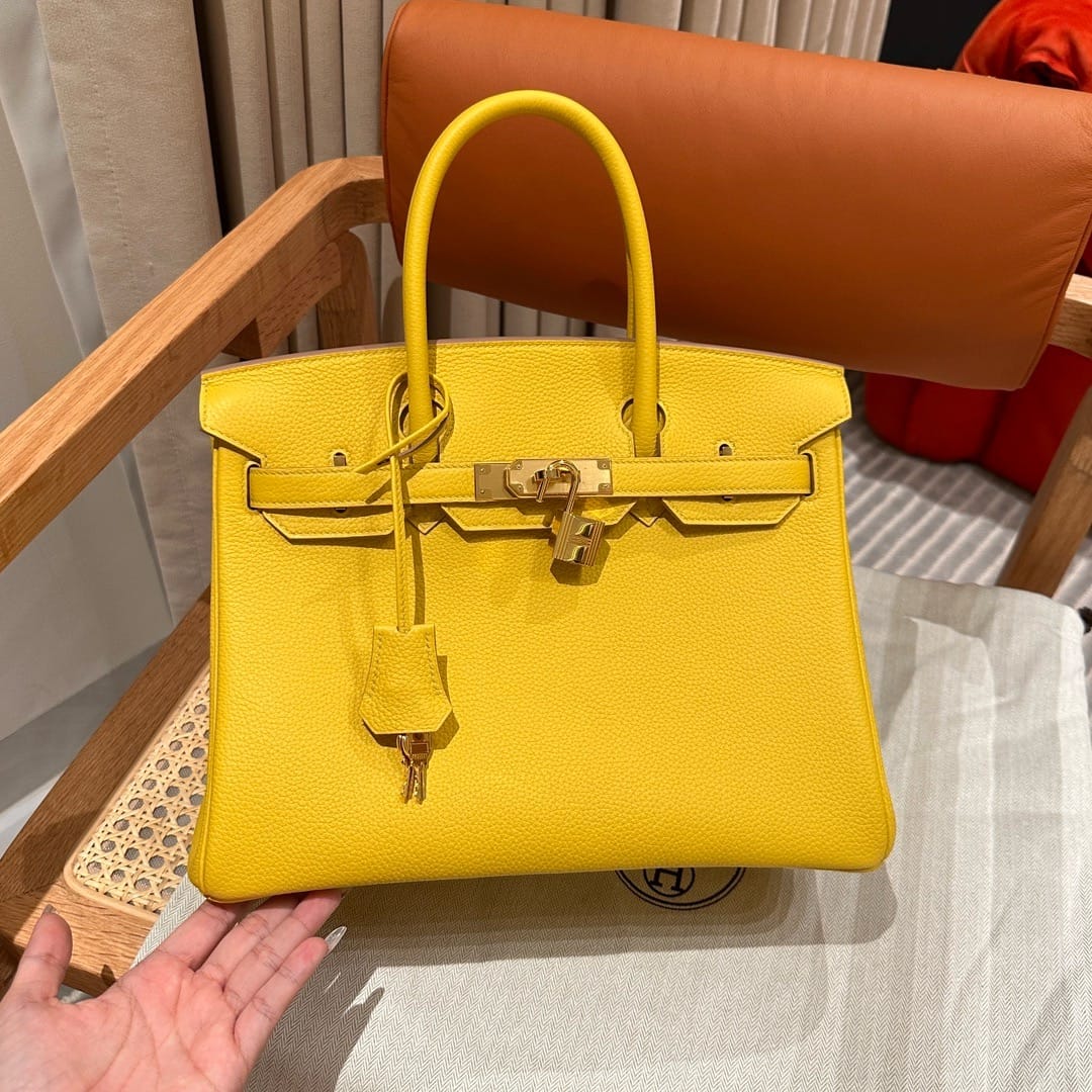 Birkin Hermes Togo 9o/Jaune de naples gold