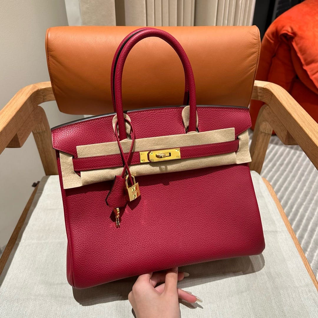 Birkin Hermes Togo K1/Rouge grenat gold