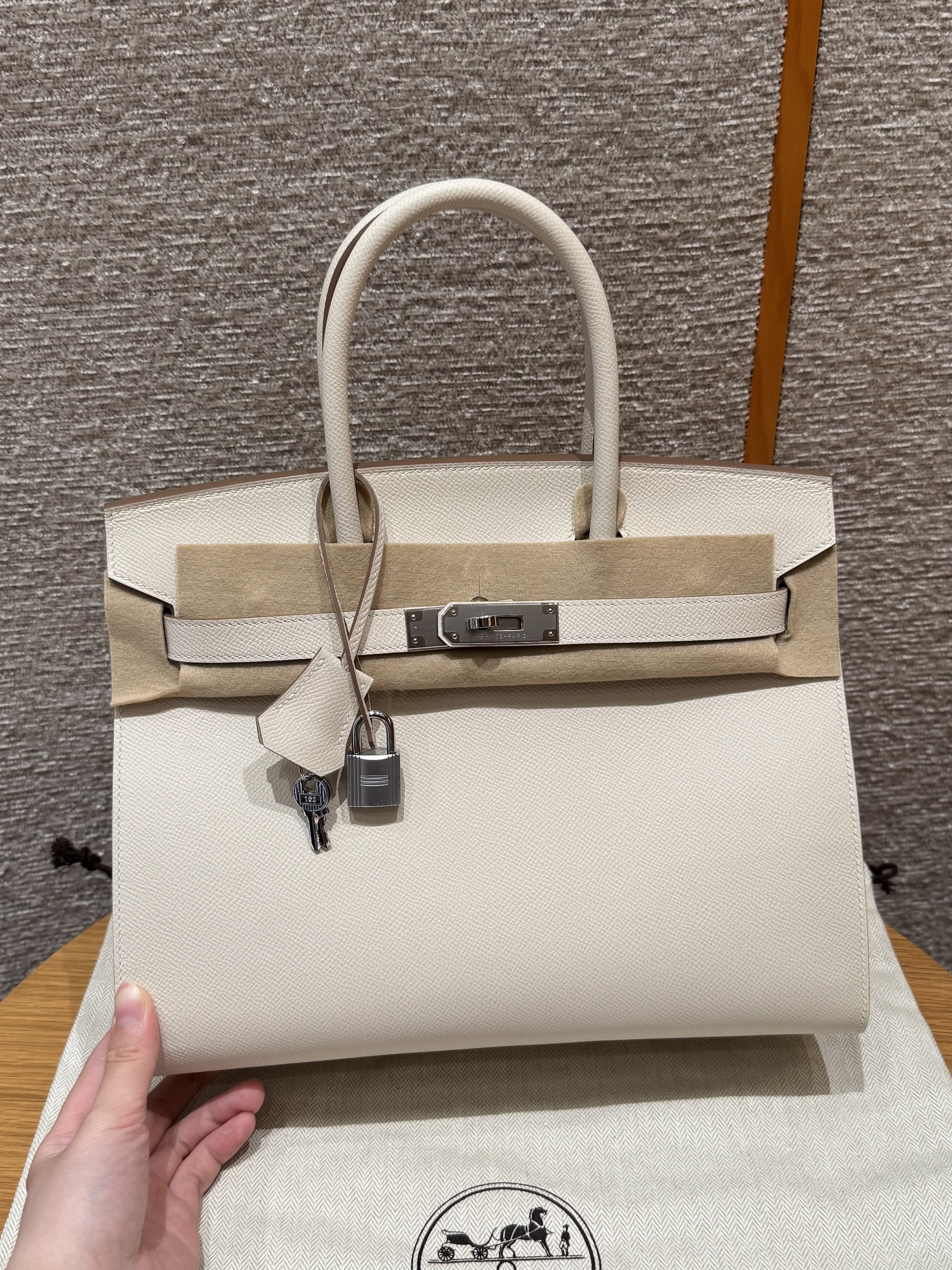 Birkin Hermes Epsom 10/Craie silver