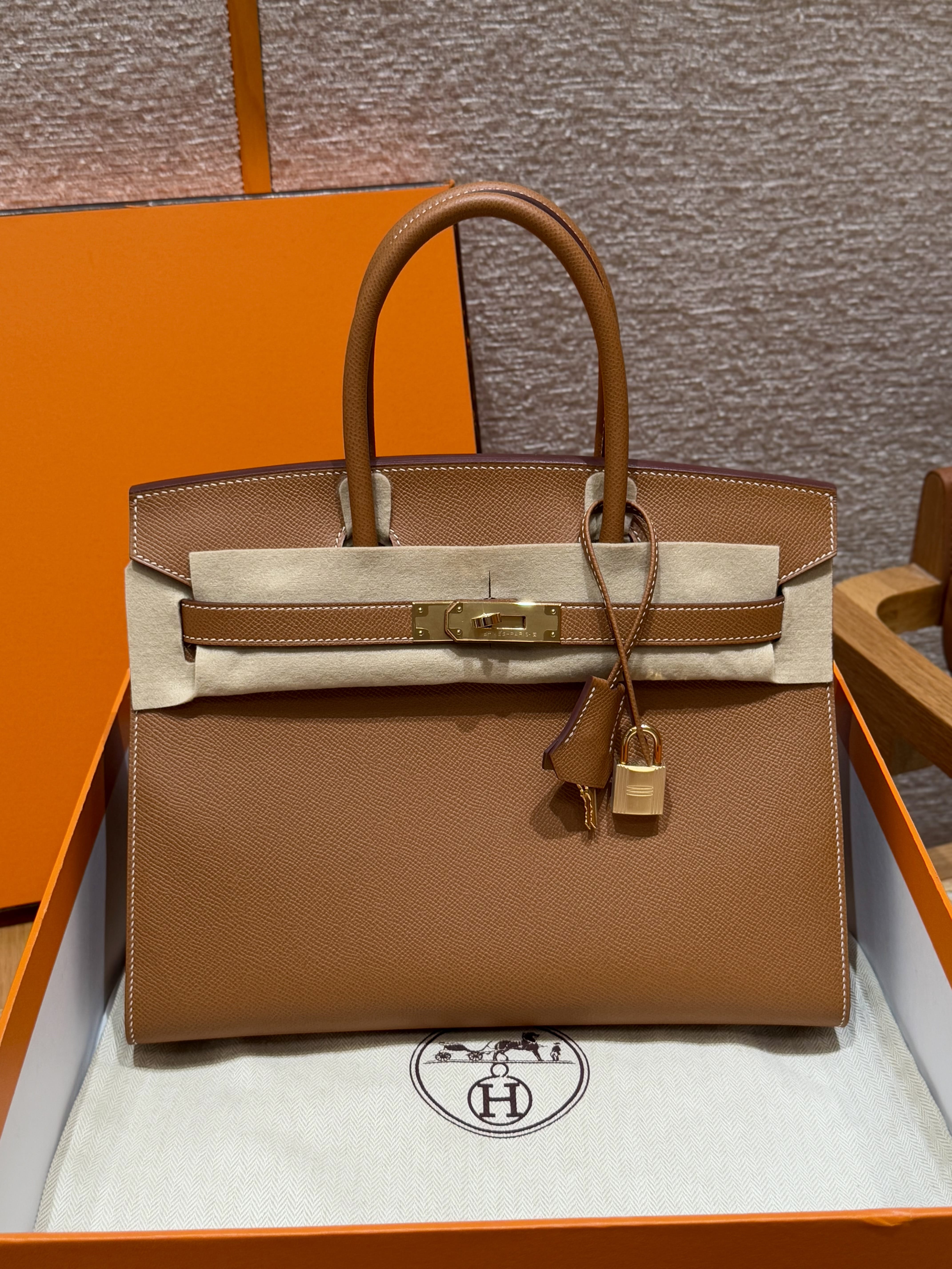 Birkin Hermes Epsom 37/Gold gold