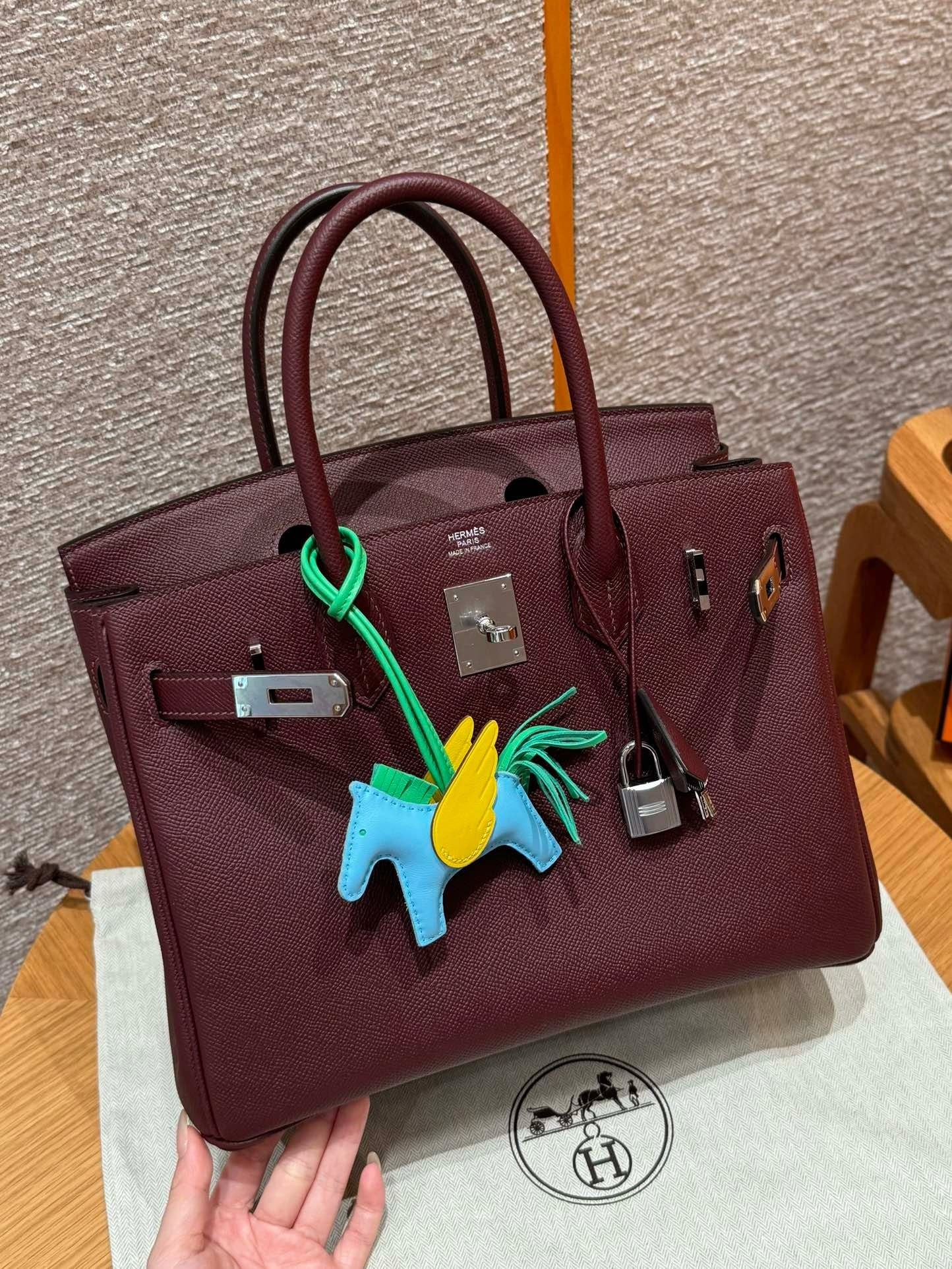Birkin Hermes Epsom 0G/Rouge silver