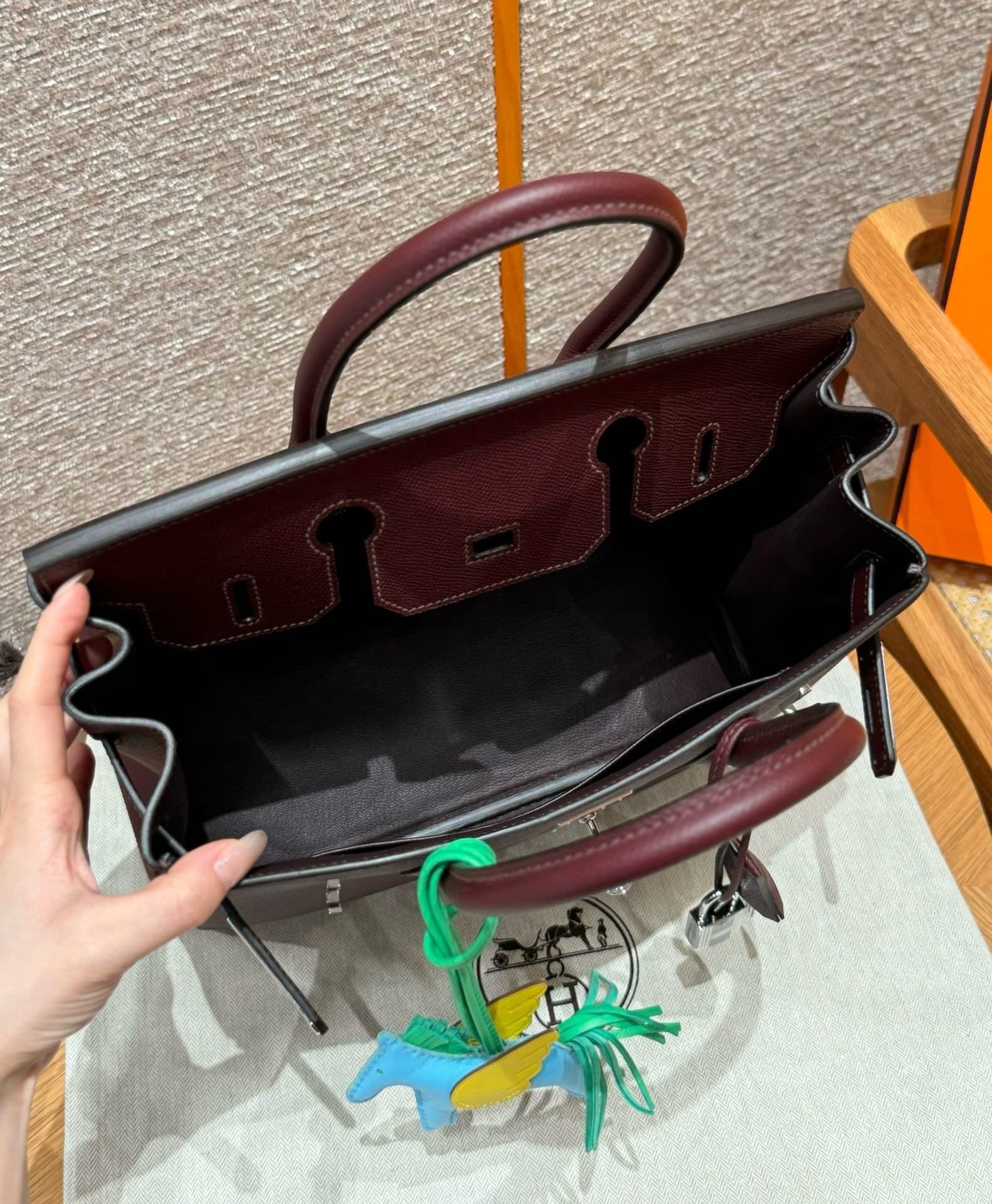 Birkin Hermes Epsom 0G/Rouge silver