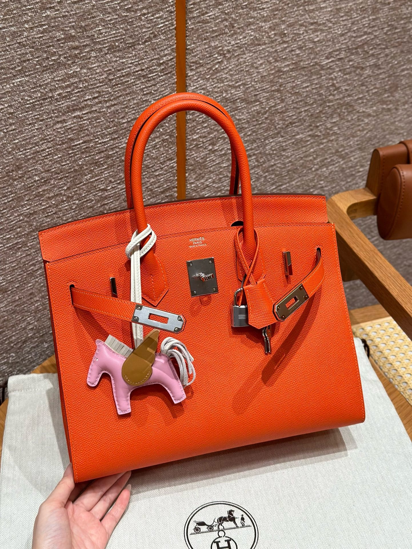 Birkin Hermes Epsom 8V/orange poppy silver
