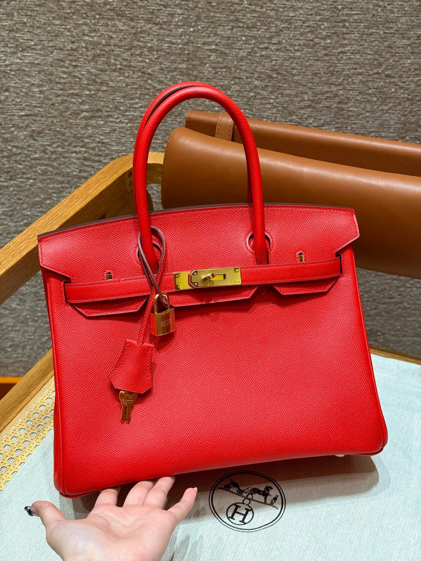Birkin Hermes Epsom S3/Rouge Coeur gold