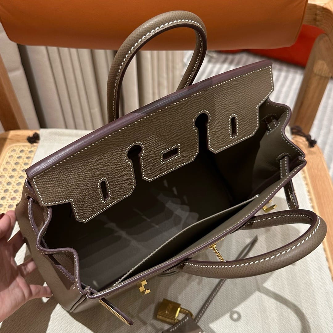Birkin Hermes Epsom ck18/Etoupe gold