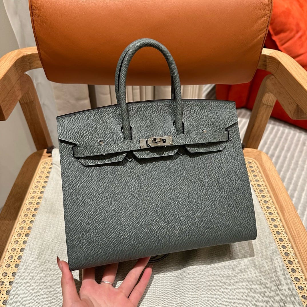 Birkin Hermes Epsom 63/Vert amande silver