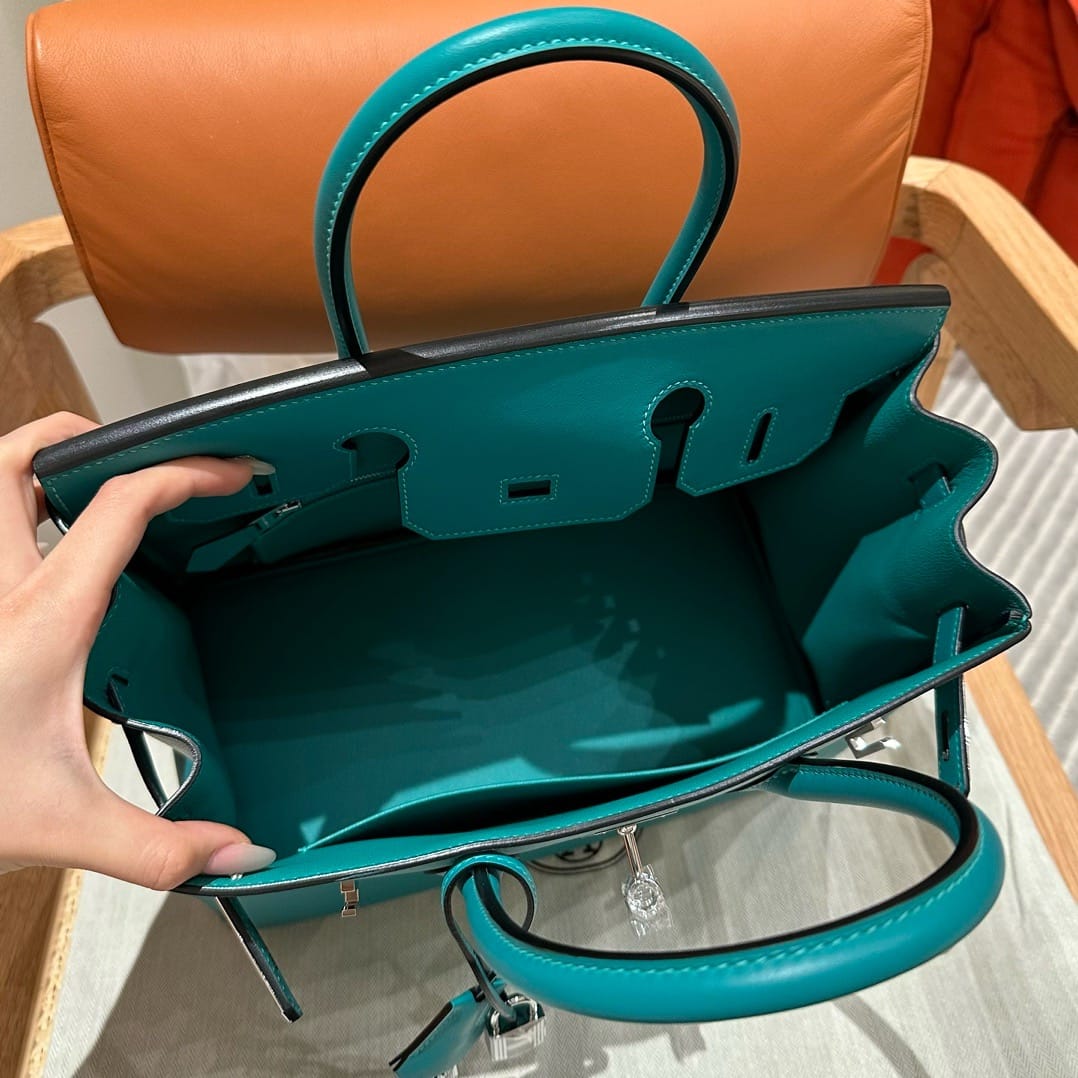 Birkin Hermes Swift 7F/blue paon silver