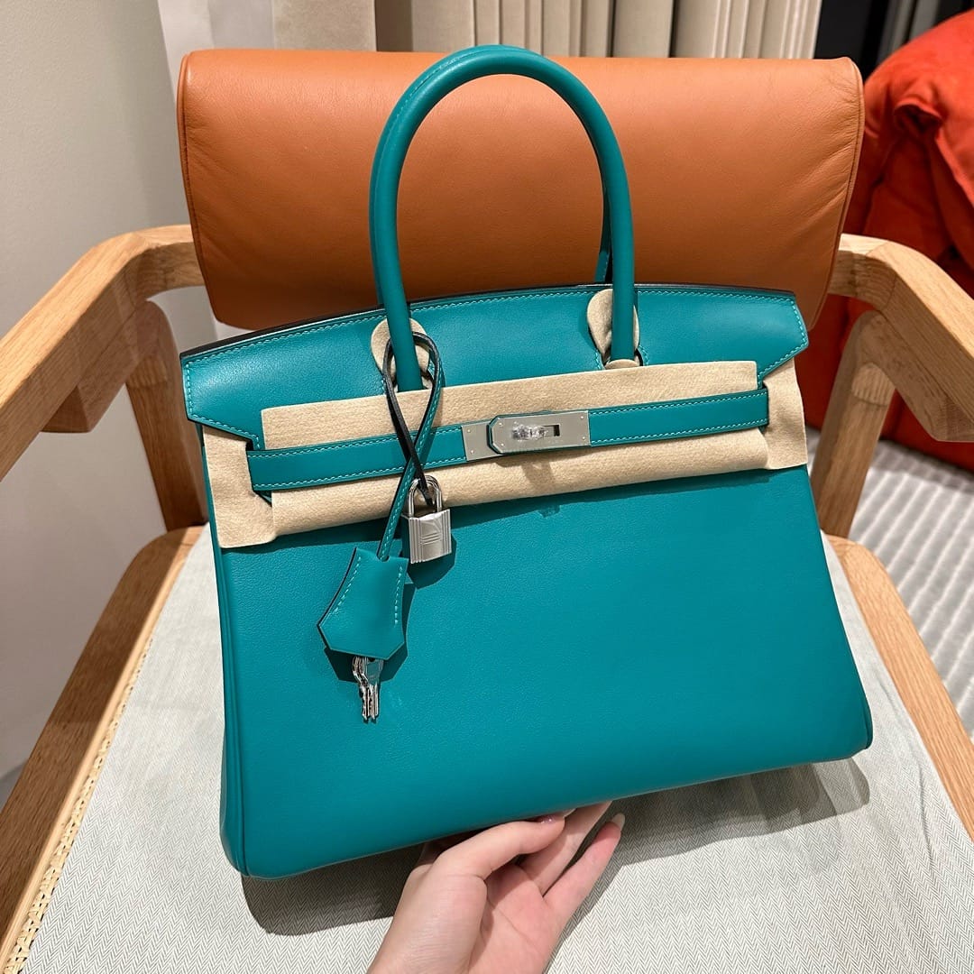 Birkin Hermes Swift 7F/blue paon silver