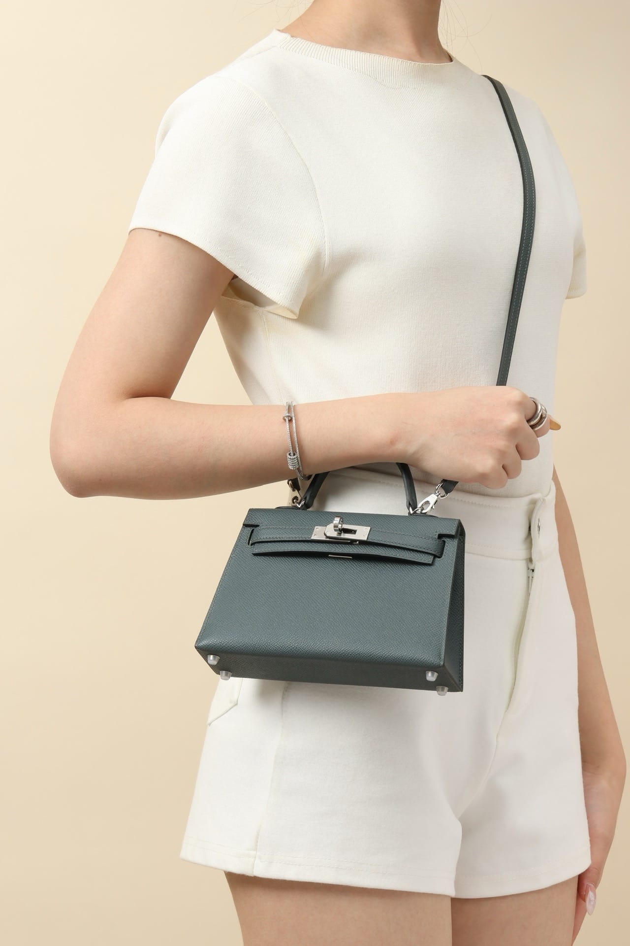 Kelly 19 Hermes Epsom H0 Silver