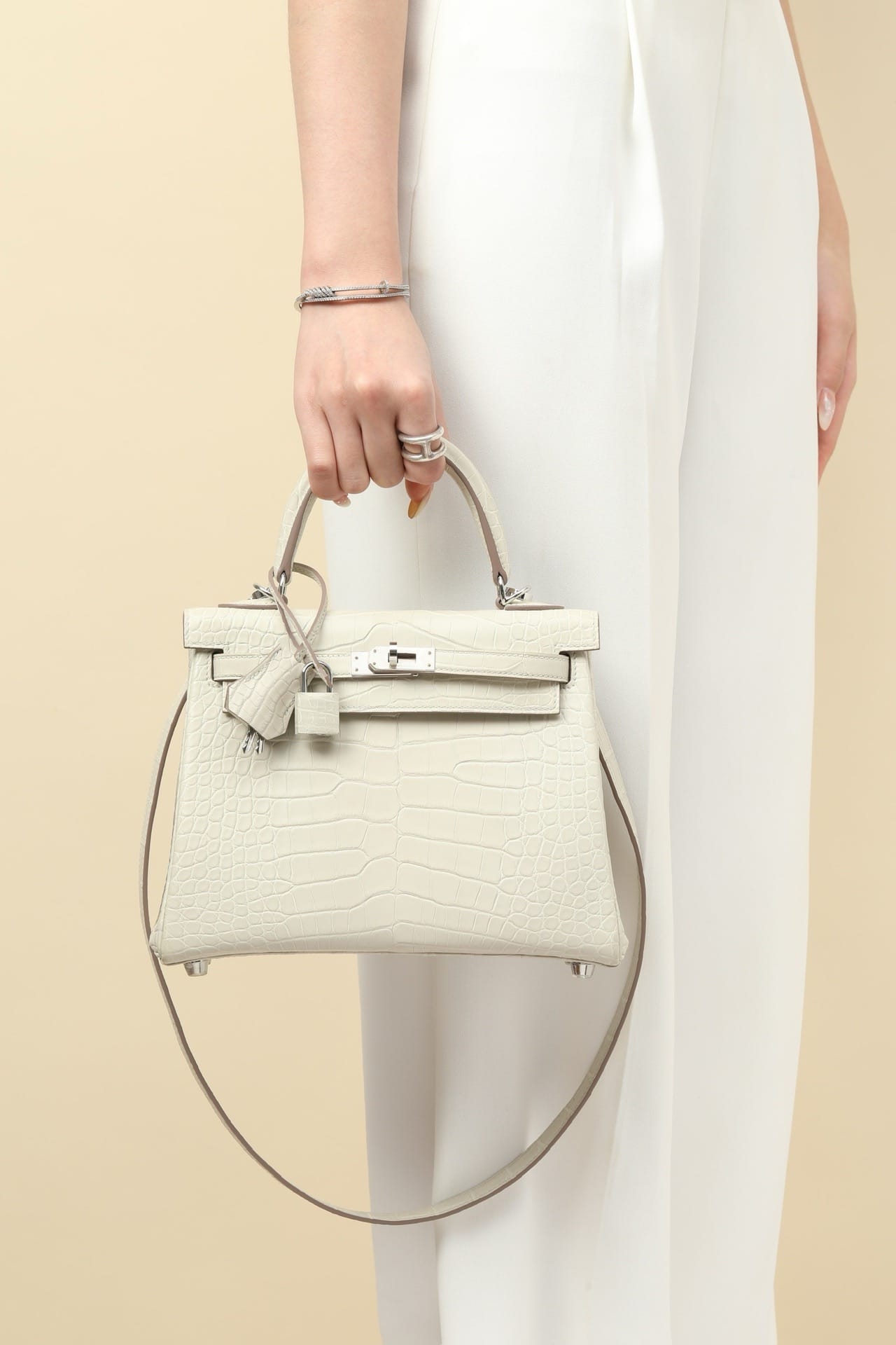 Kelly Croco Hermes Croco 8L silver