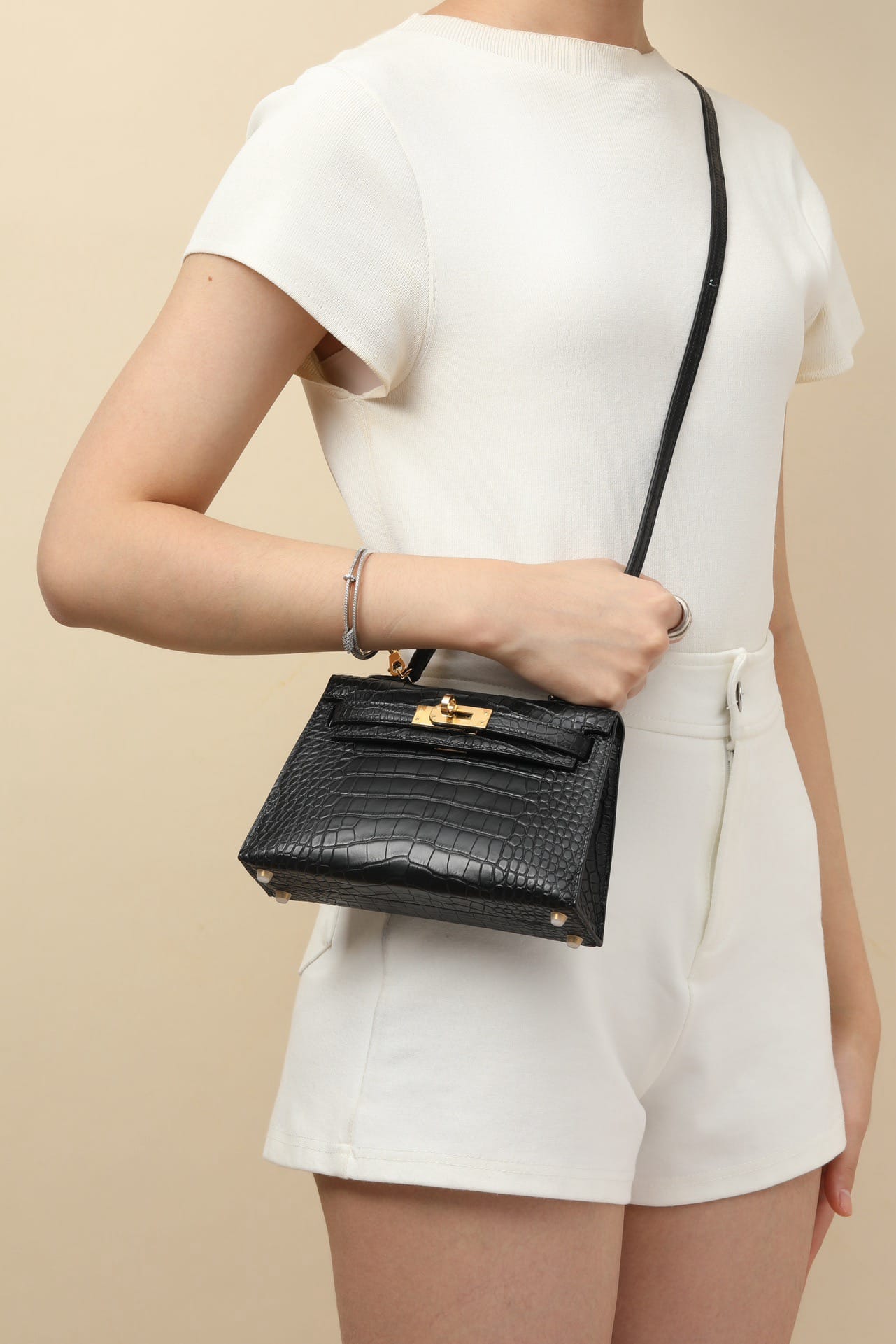 Kelly 19 Croco Hermes CK89 gold