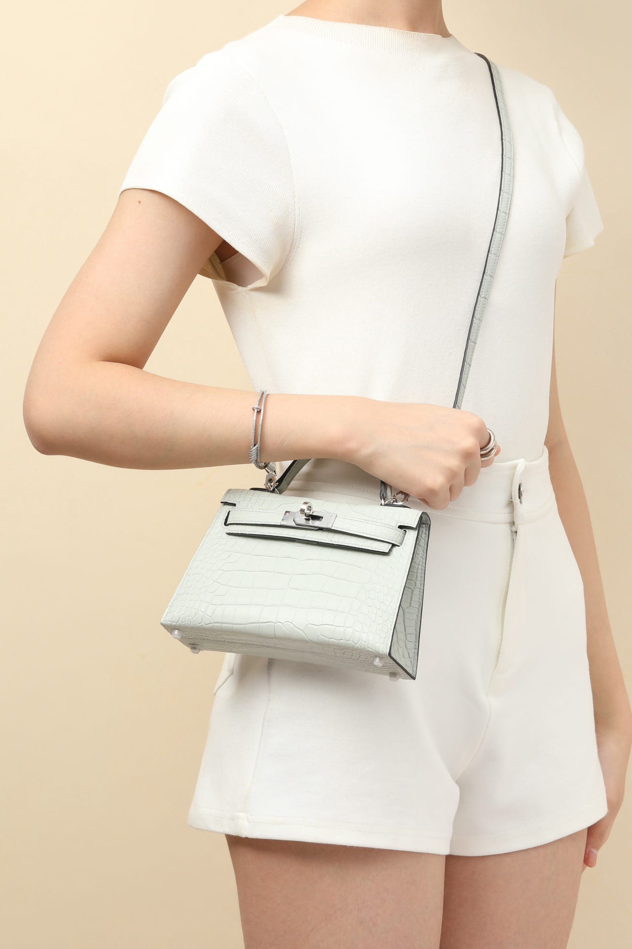 Kelly 19 Croco Hermes OW silver