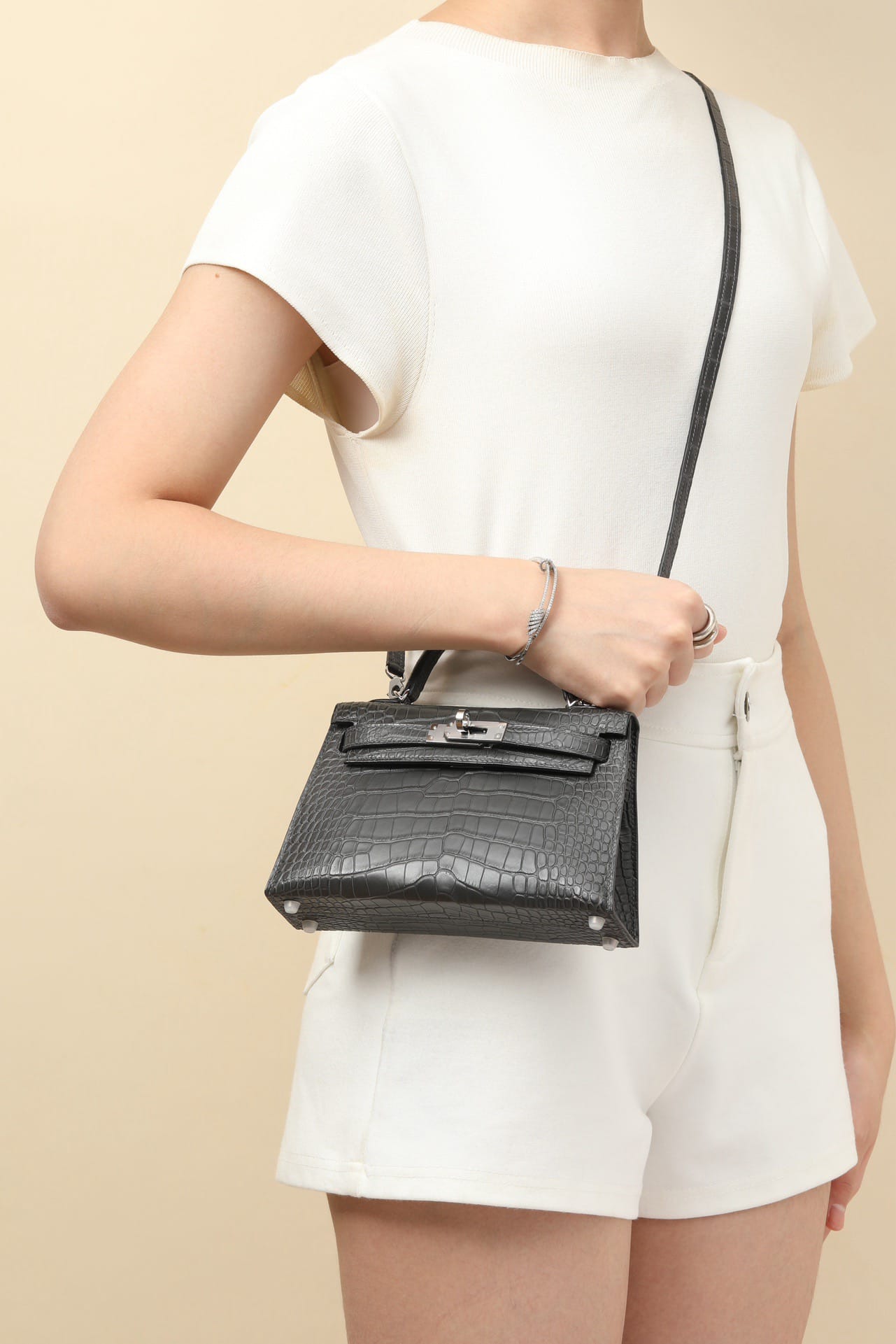 Kelly 19 Croco Hermes 88 silver