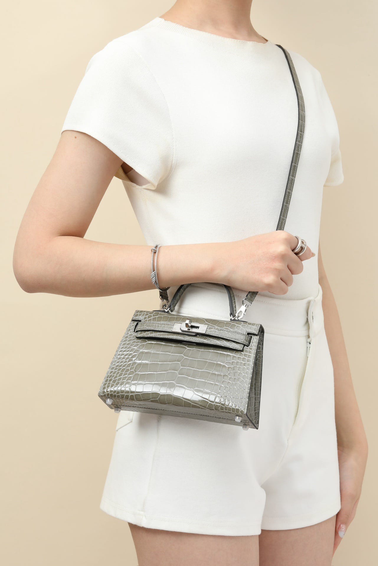 Kelly 19 Croco Hermes 81.g silver