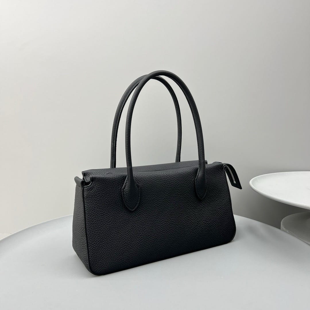 E/W Top Handle Bag in Leather