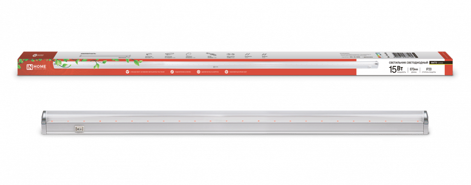 Светильник для растений СПБ-Т5-ФИТО 15Вт 870 мм IN HOME 4690612033105