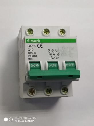 Выключатель автоматический реечный Elmark C45N 6.0KA 3Р – 10А