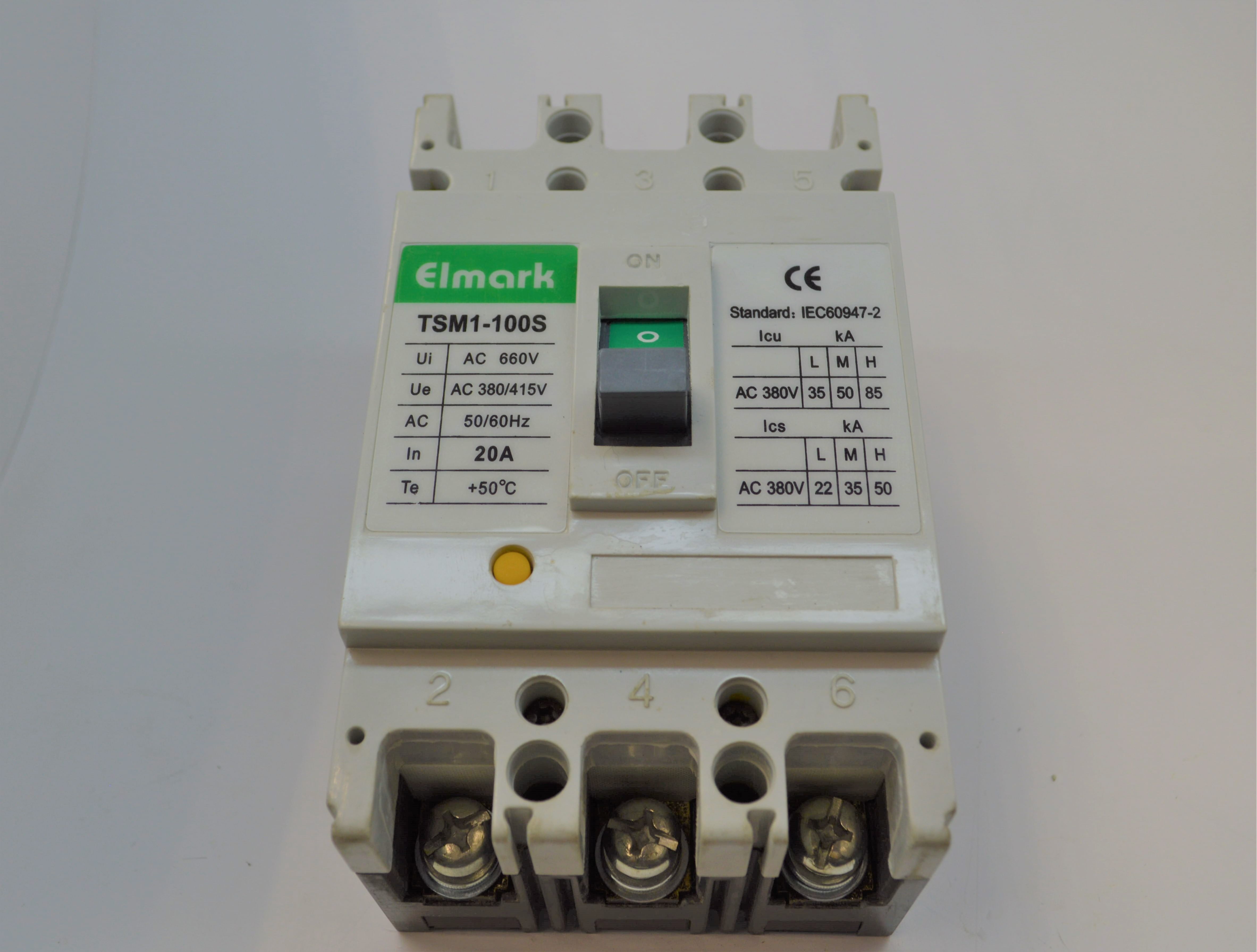 Выключатель автоматический установочный Elmark TSM1-100S 3P 380V - 20A