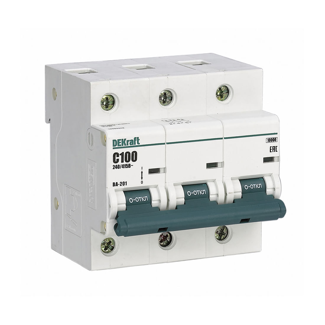 Автоматический выключатель DEKraft 13009DEK ВА201 3Р C 100A 10кА