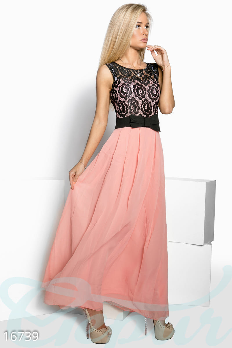 Длинное шифоновое платье Mix