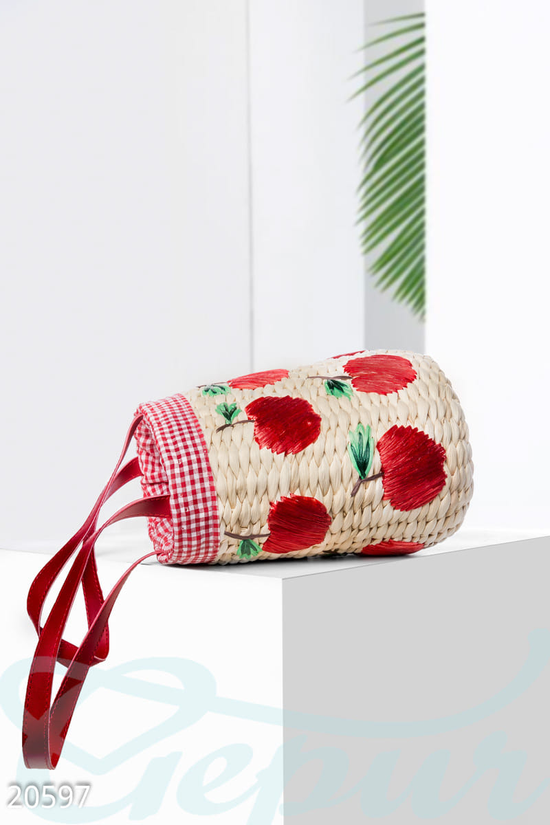 Соломенная сумка-бочонок Shadow