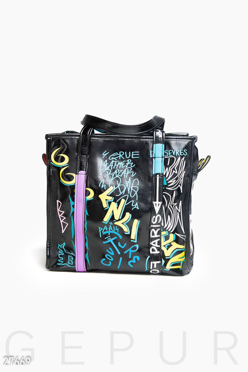 Цветная кожаная сумка 90s rock