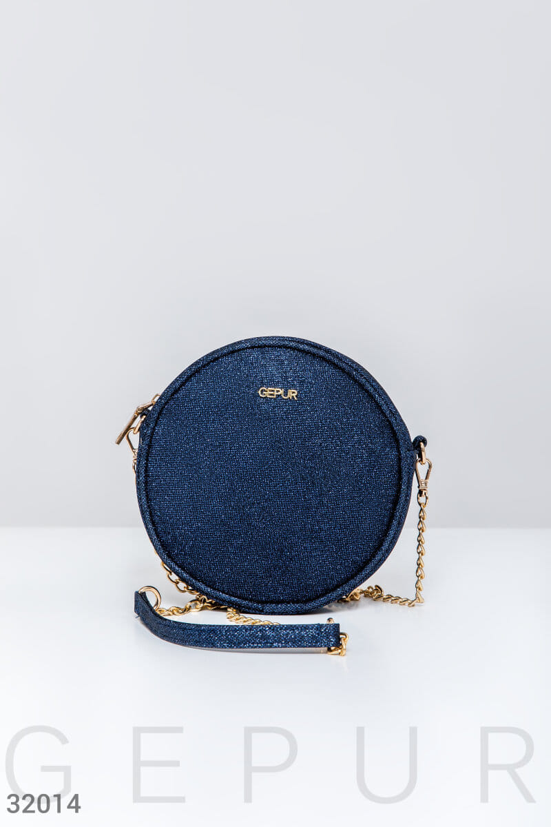 Круглая блестящая сумка Leather trend