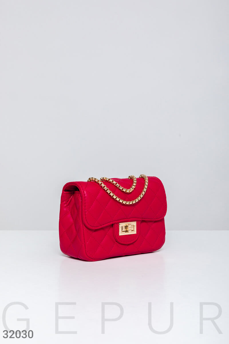 Стеганая красная сумка Leather trend