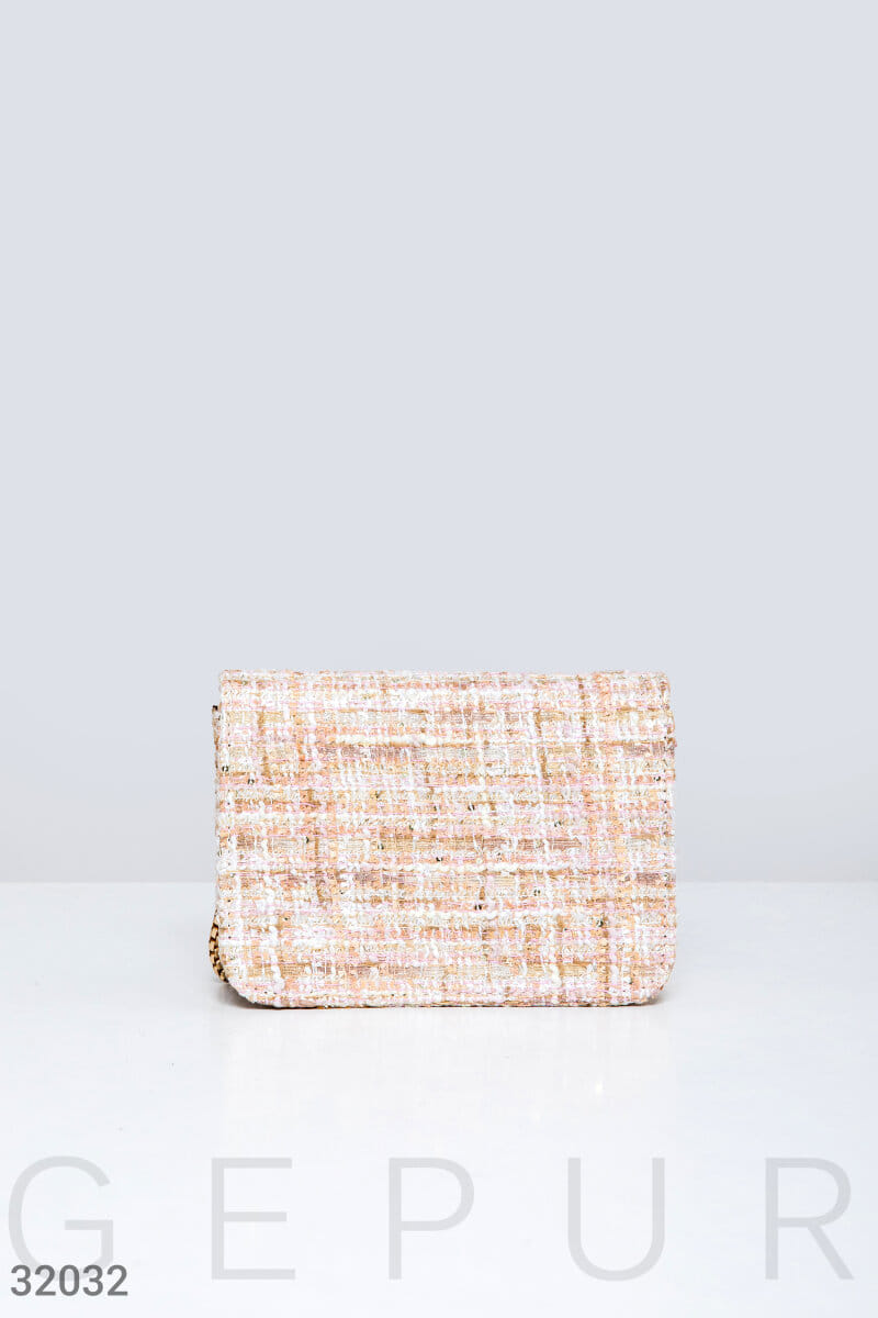 Твидовая бежевая сумка Leather trend