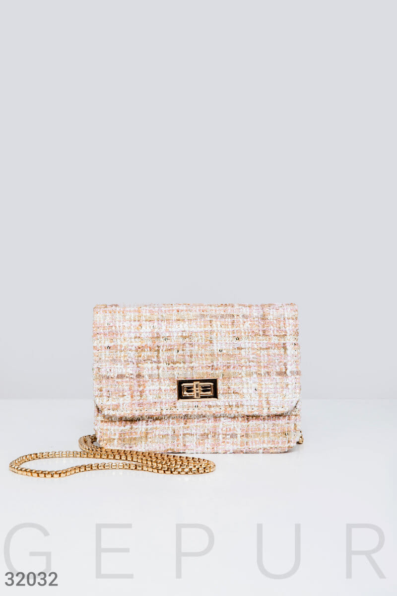 Твидовая бежевая сумка Leather trend