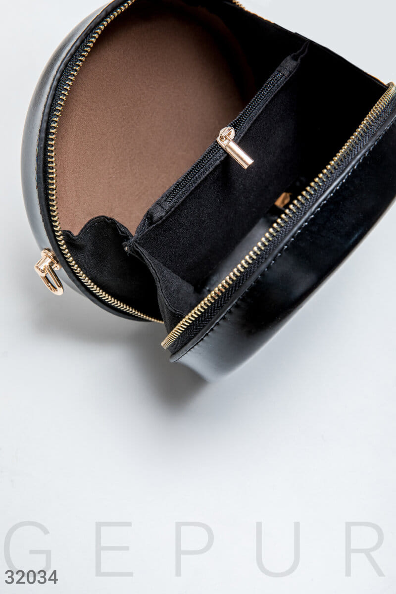 Круглая черная сумка Leather trend