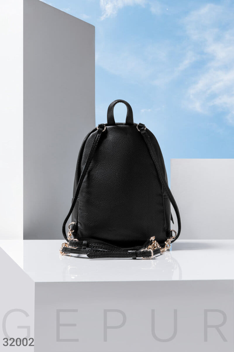 Городской черный рюкзак Leather trend