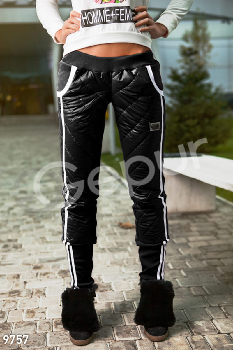 Теплые комбинированные брюки Party