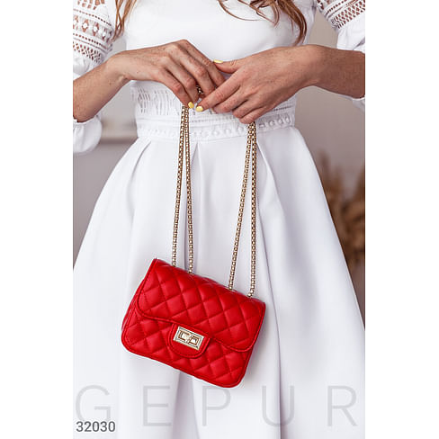 Стеганая красная сумка Leather trend