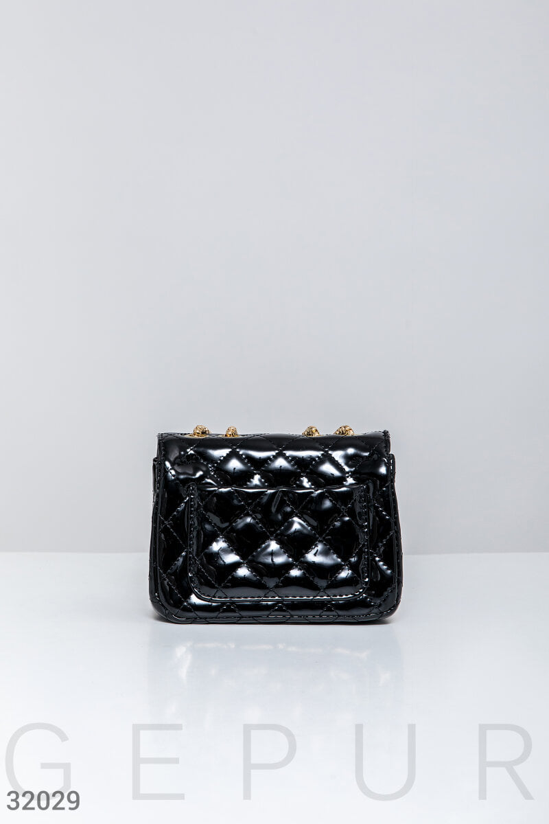 Черная лаковая сумка Leather trend
