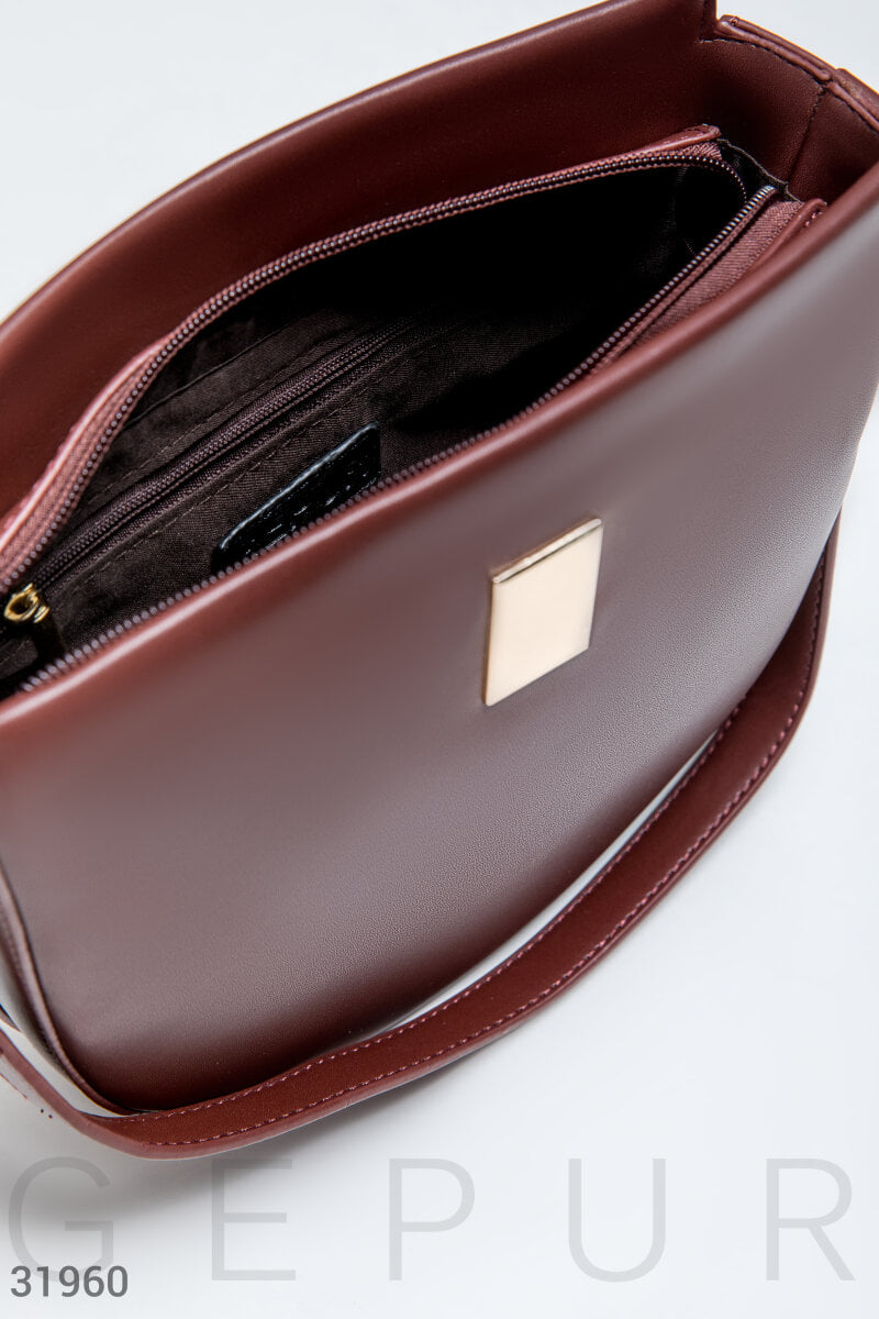 Деловая бордовая сумка Leather trend
