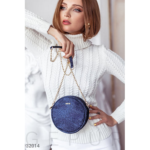 Круглая блестящая сумка Leather trend