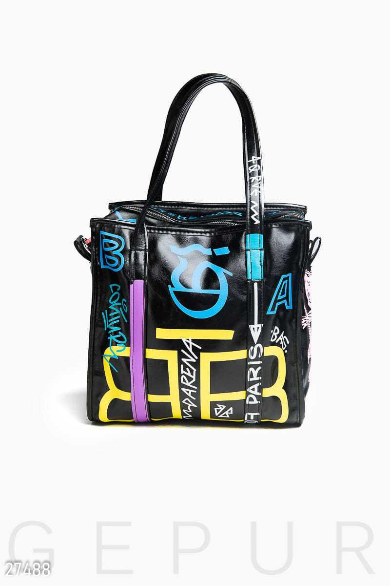 Кожаная сумка с принтом 90s rock