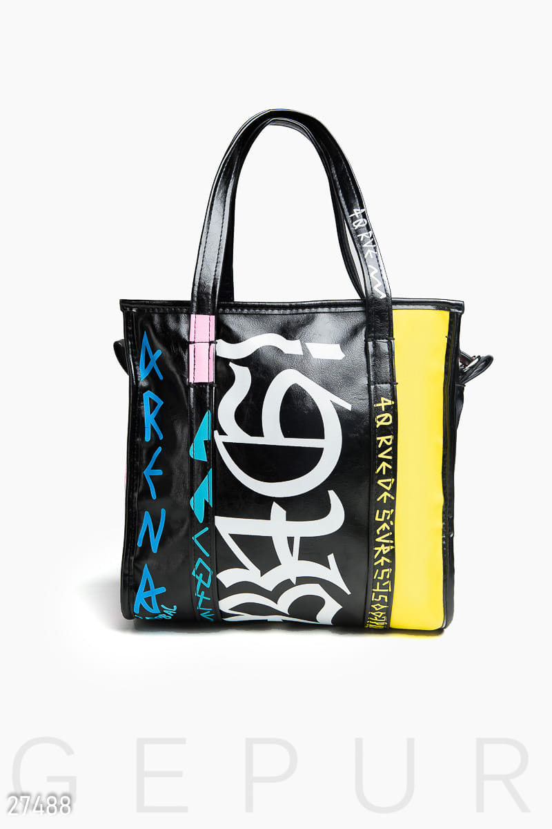 Кожаная сумка с принтом 90s rock