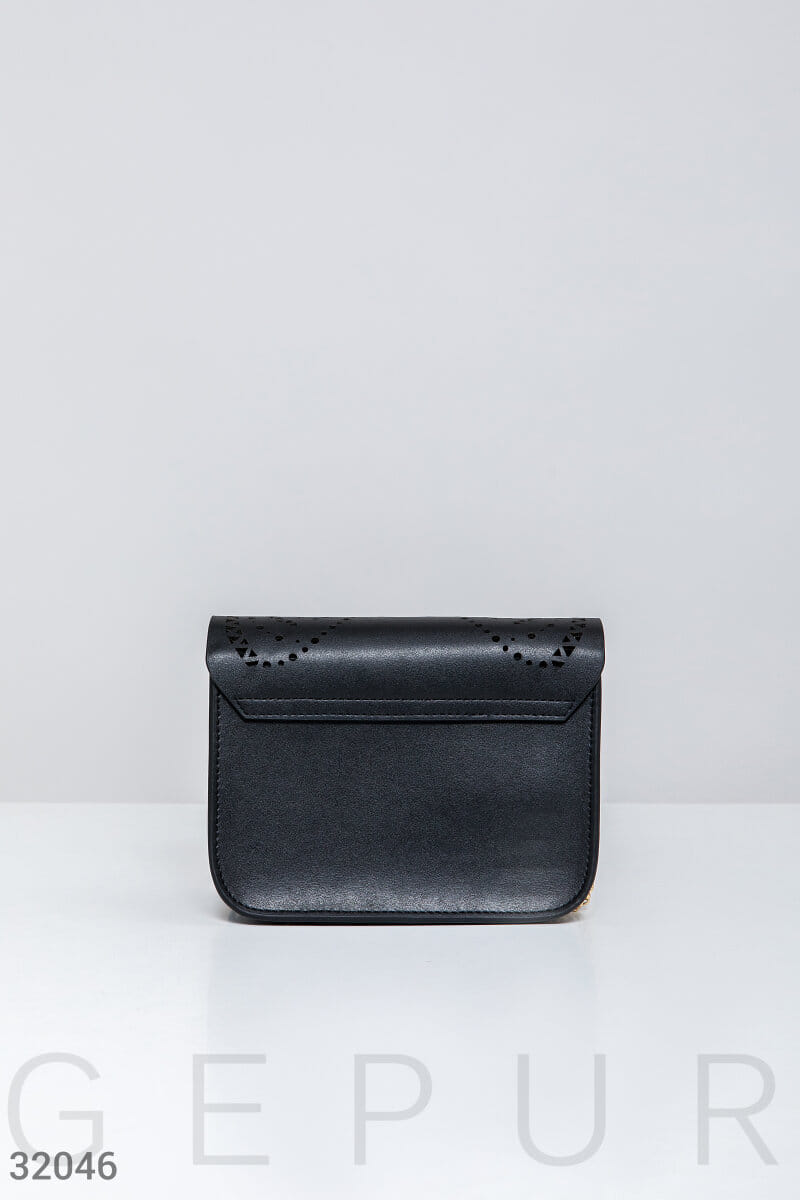 Черная сумка с перфорацией Leather trend