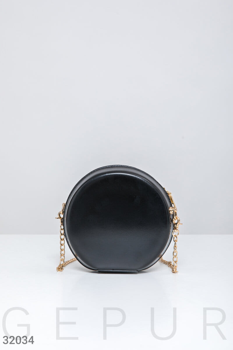 Круглая черная сумка Leather trend