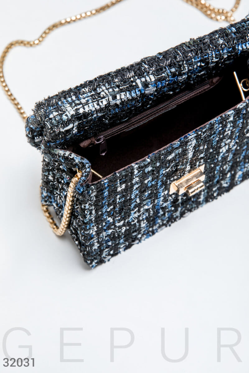 Твидовая компактная сумка Leather trend