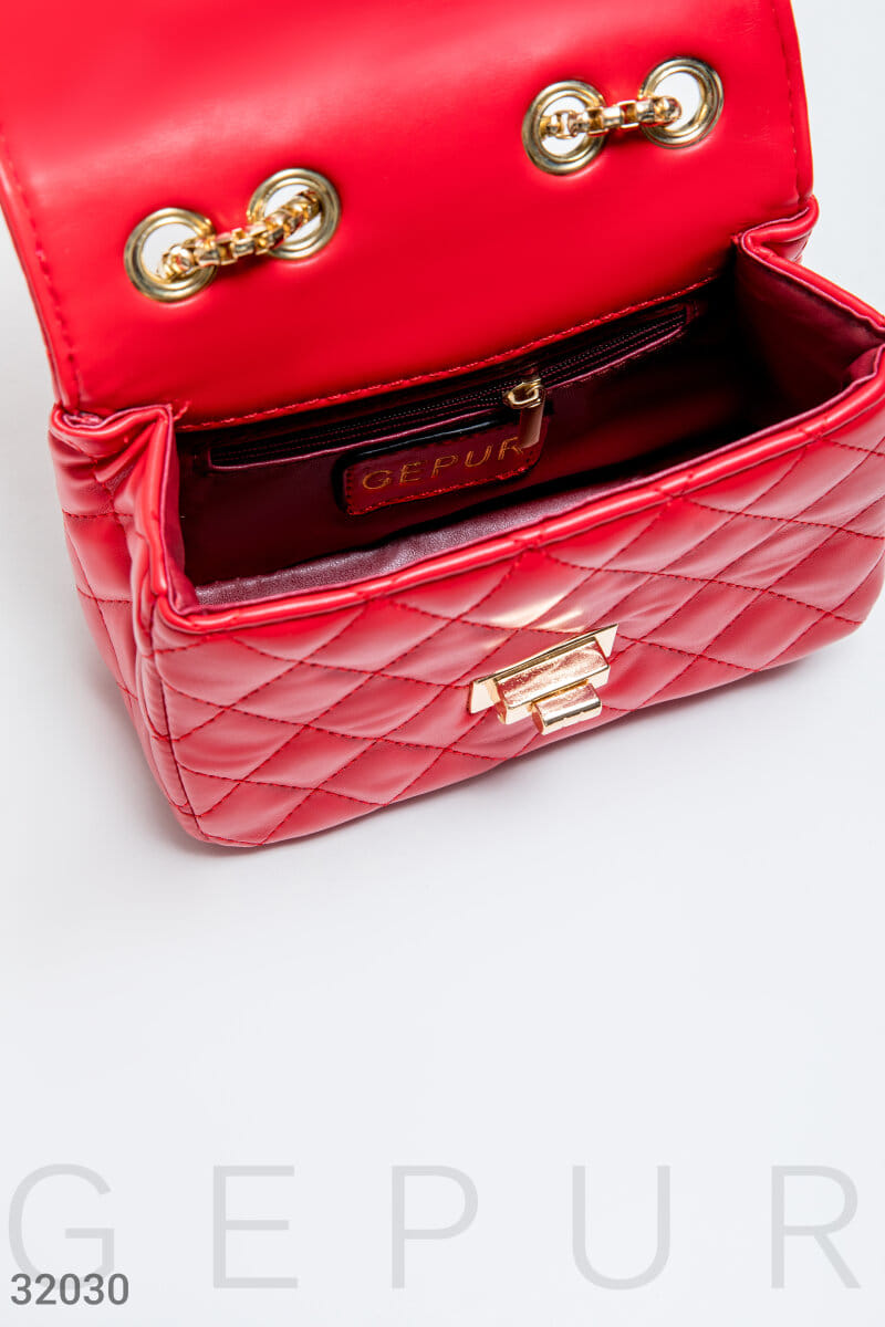 Стеганая красная сумка Leather trend