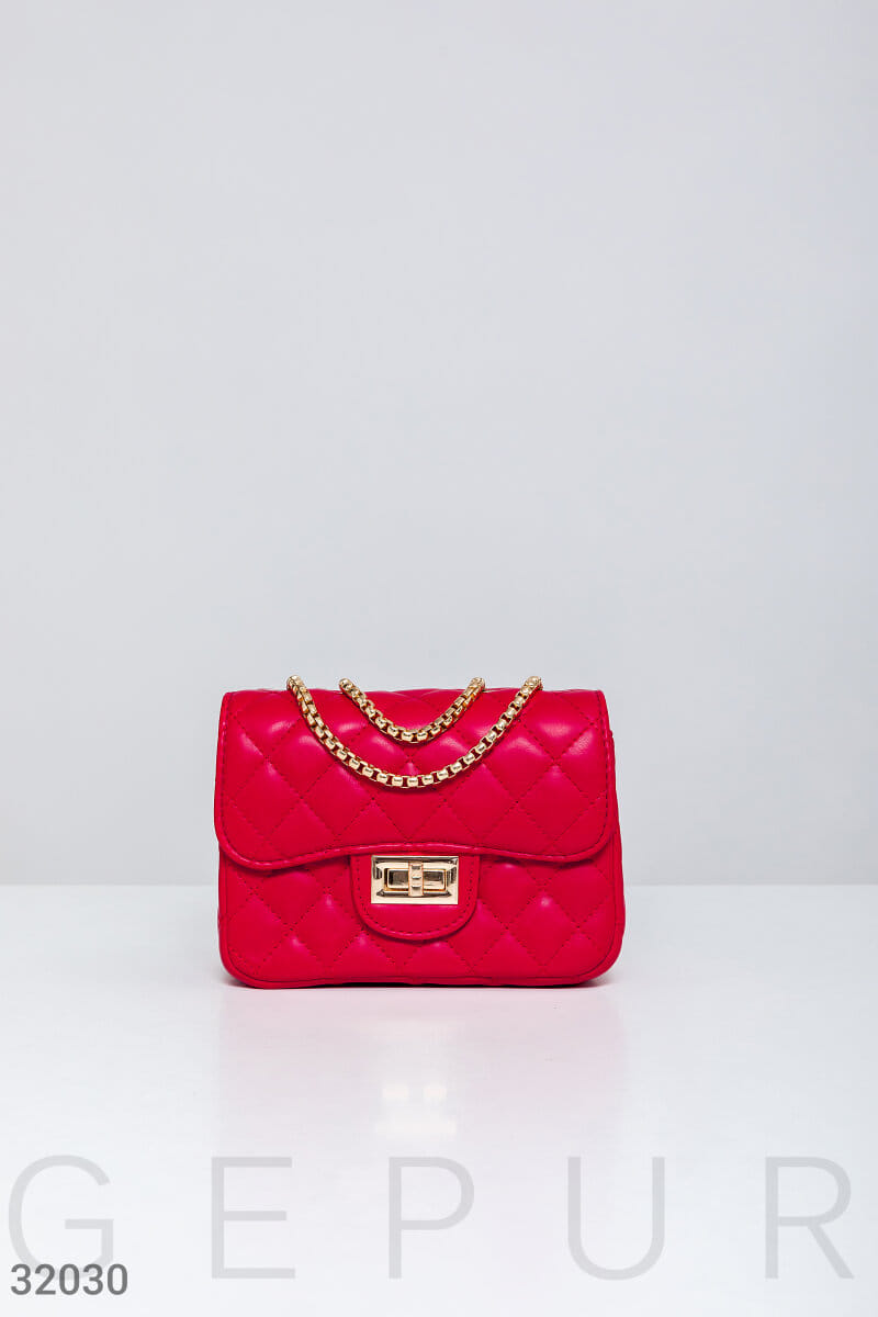 Стеганая красная сумка Leather trend