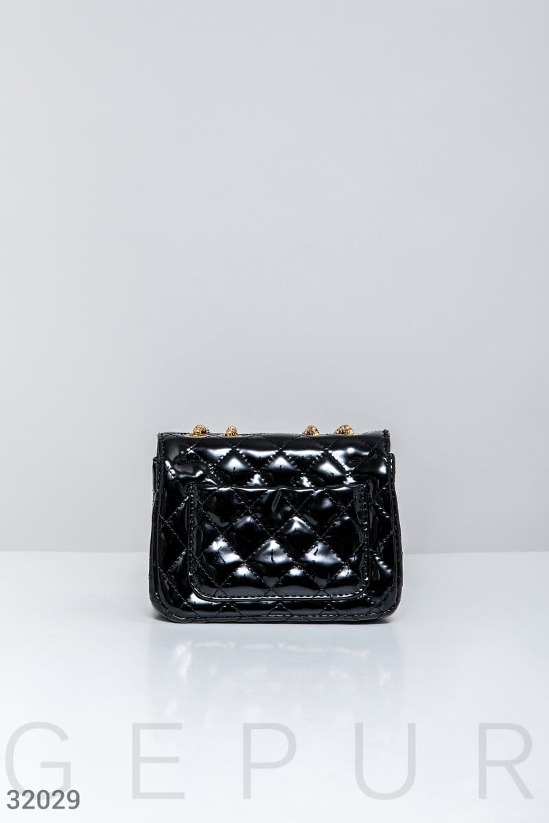 Черная лаковая сумка Leather trend